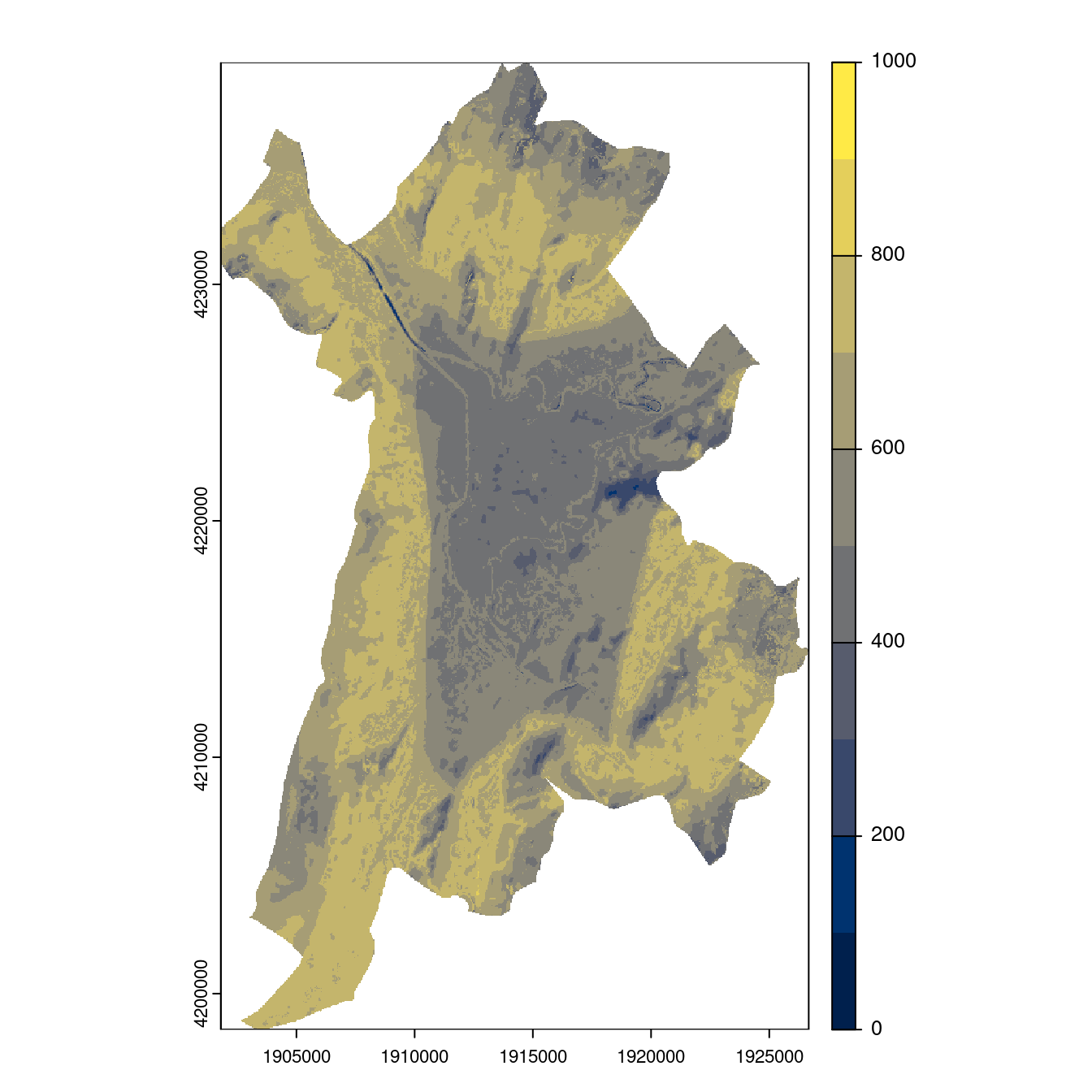 Projection des distributions potentielles contemporaine et futures jusqu'à l'horizon 2100 sous le scénario SSP5-8.5 (modèle d'ensemble, GCM IPSL).