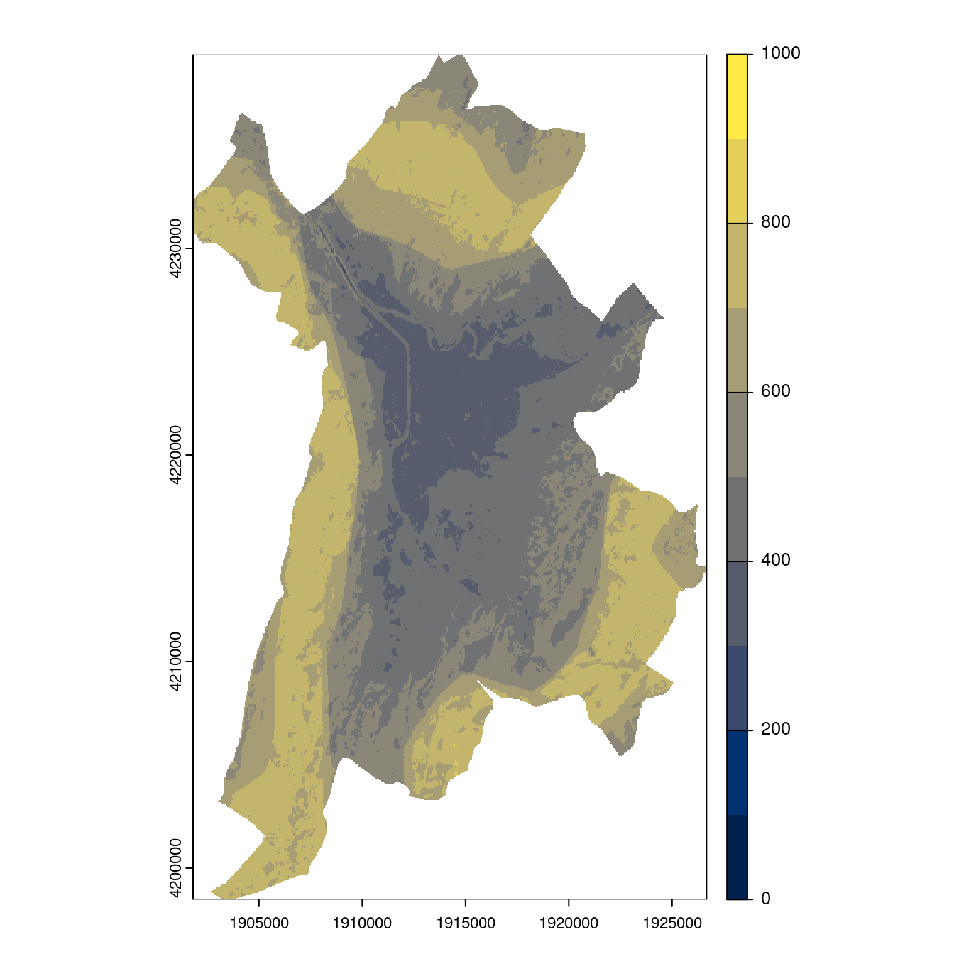Projection des distributions potentielles contemporaine et futures jusqu'à l'horizon 2100 sous le scénario SSP5-8.5 (modèle d'ensemble, GCM IPSL).