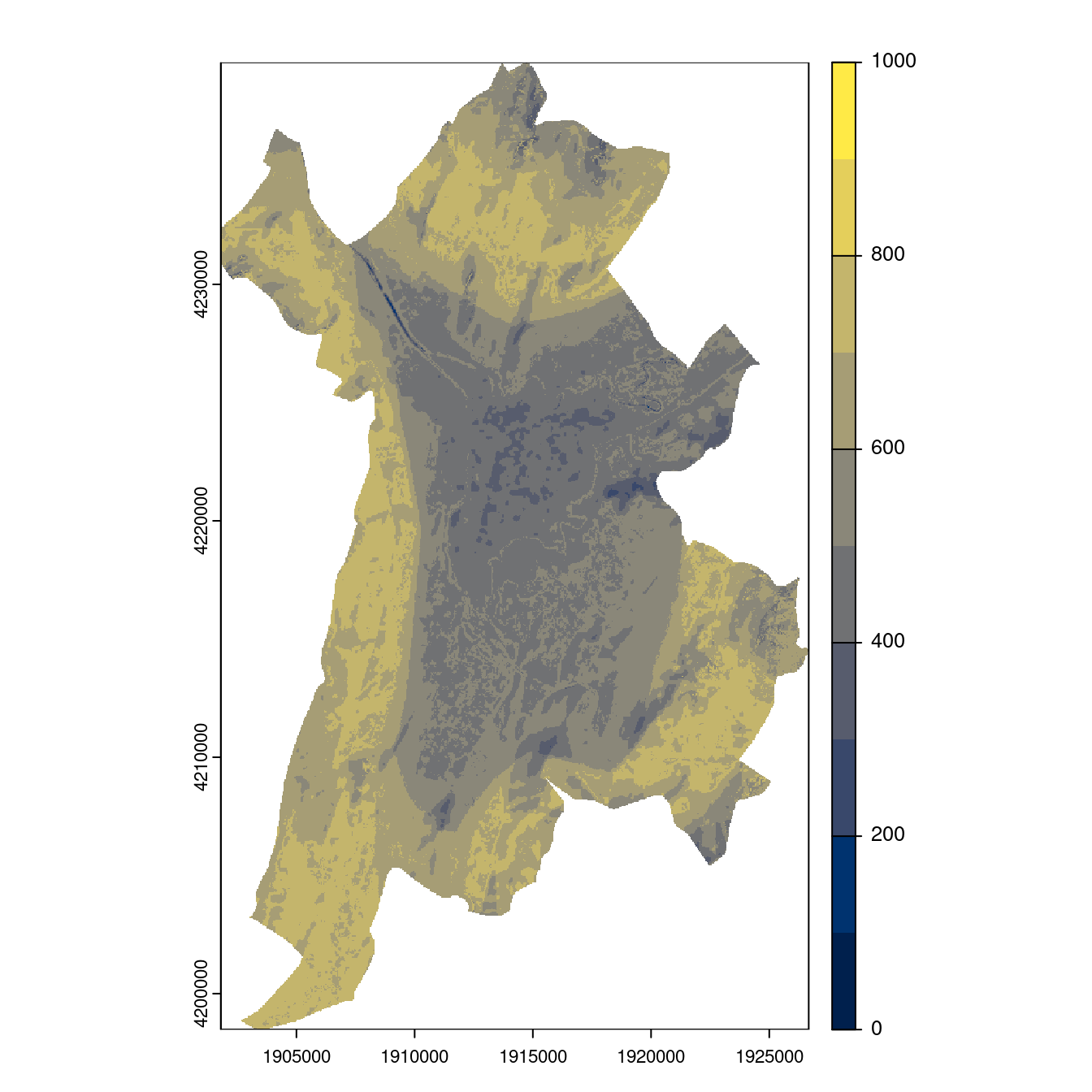 Projection des distributions potentielles contemporaine et futures jusqu'à l'horizon 2100 sous le scénario SSP5-8.5 (modèle d'ensemble, GCM IPSL).