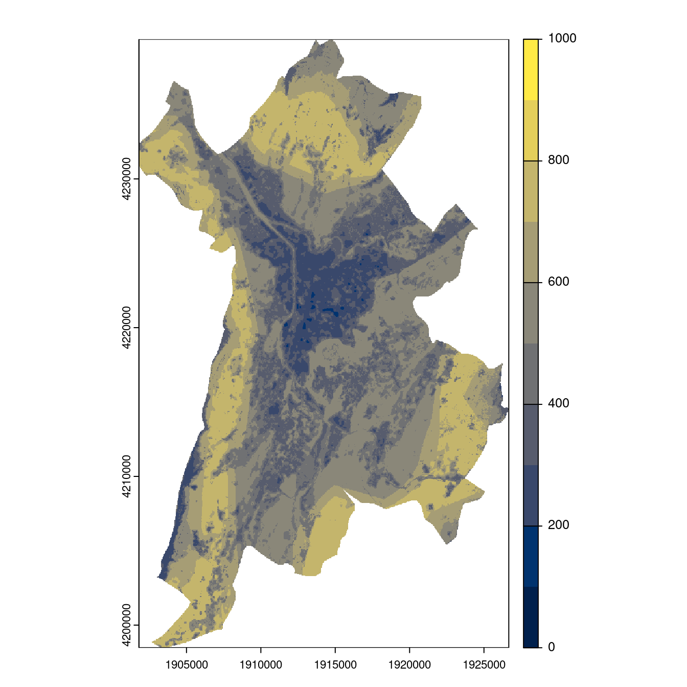 Projection des distributions potentielles contemporaine et futures jusqu'à l'horizon 2100 sous le scénario SSP5-8.5 (modèle d'ensemble, GCM IPSL).