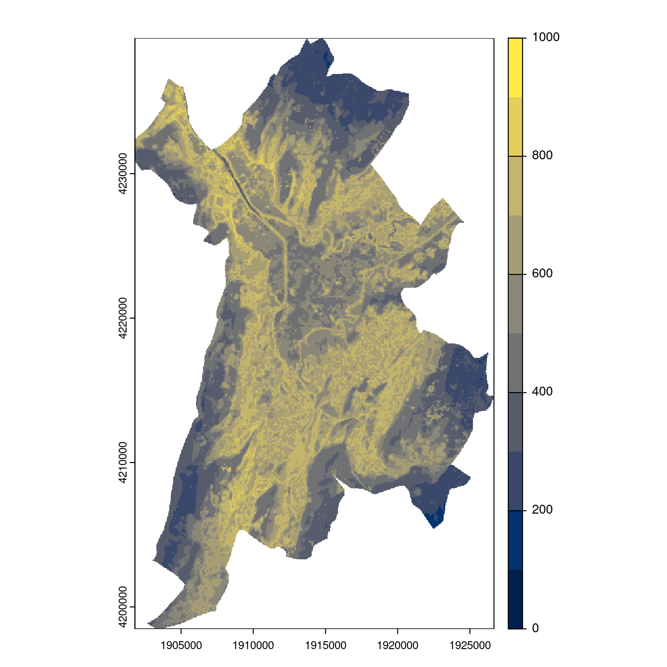 Projection des distributions potentielles contemporaine et futures jusqu'à l'horizon 2100 sous le scénario SSP5-8.5 (modèle d'ensemble, GCM IPSL).