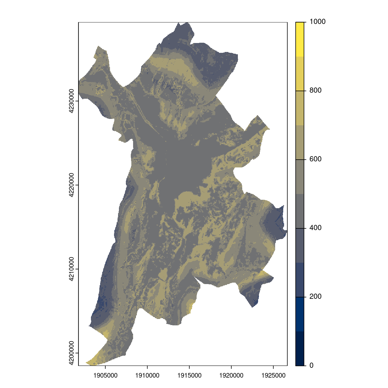 Projection des distributions potentielles contemporaine et futures jusqu'à l'horizon 2100 sous le scénario SSP5-8.5 (modèle d'ensemble, GCM IPSL).