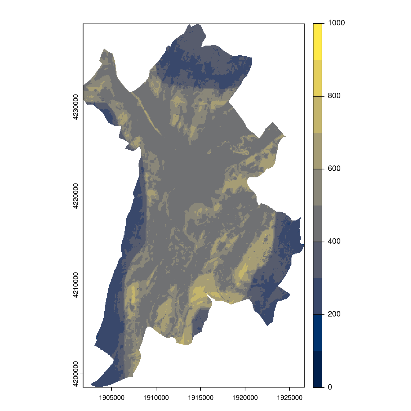 Projection des distributions potentielles contemporaine et futures jusqu'à l'horizon 2100 sous le scénario SSP5-8.5 (modèle d'ensemble, GCM IPSL).