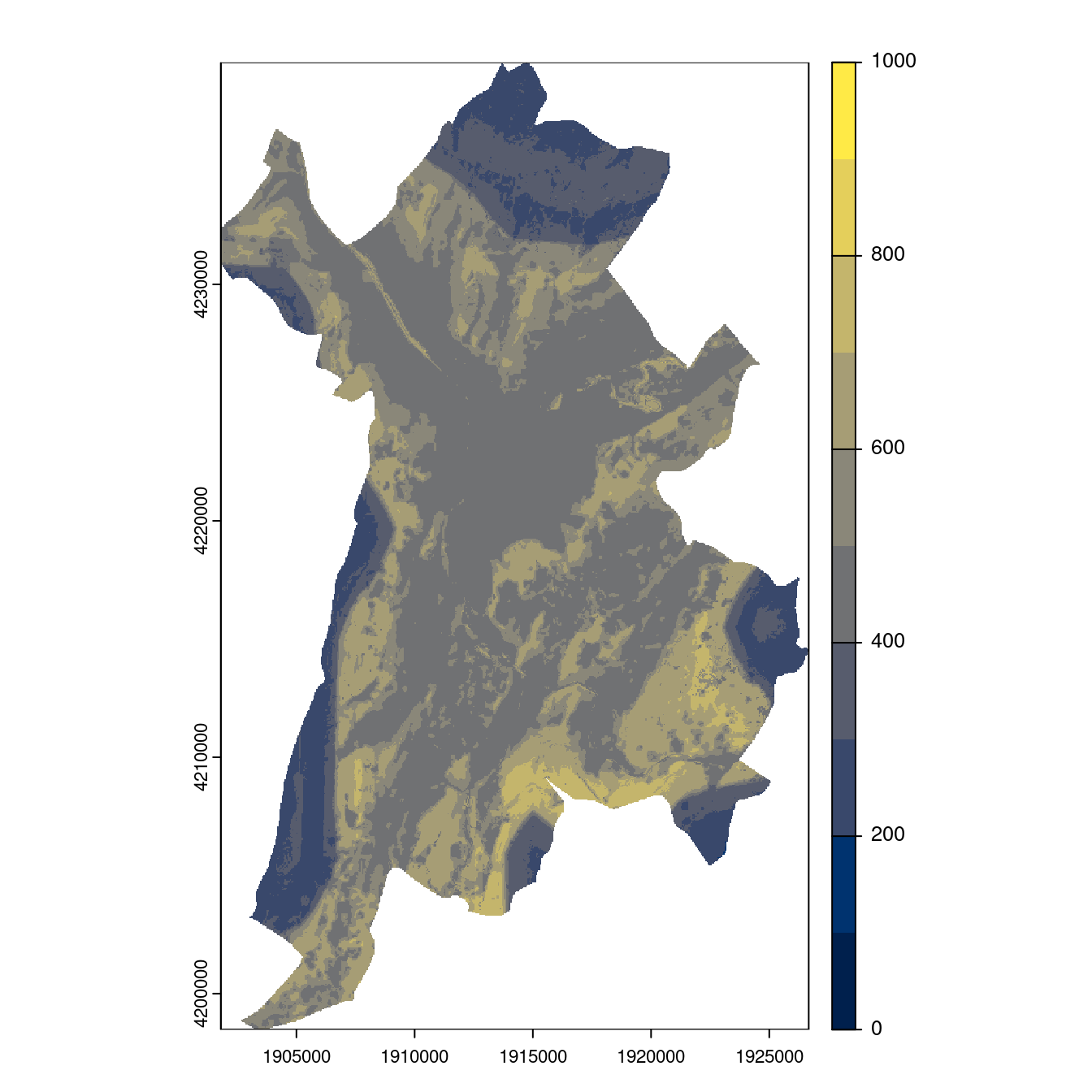 Projection des distributions potentielles contemporaine et futures jusqu'à l'horizon 2100 sous le scénario SSP5-8.5 (modèle d'ensemble, GCM IPSL).