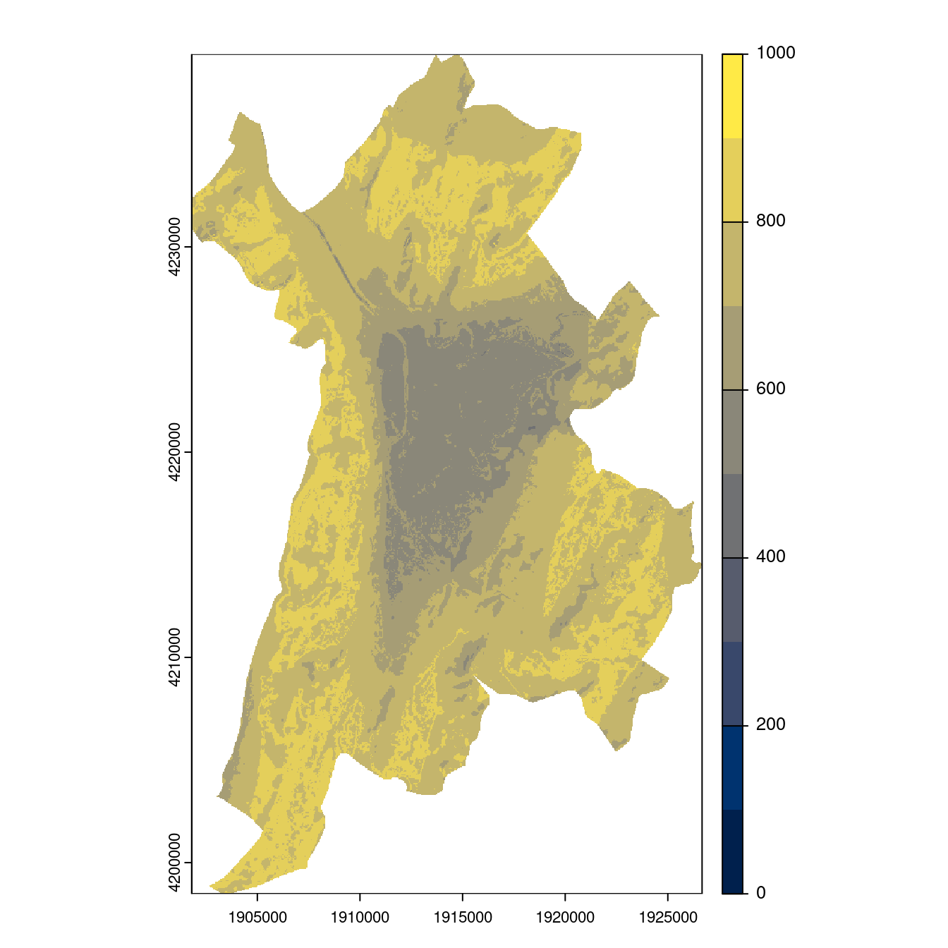 Projection des distributions potentielles contemporaine et futures jusqu'à l'horizon 2100 sous le scénario SSP5-8.5 (modèle d'ensemble, GCM IPSL).
