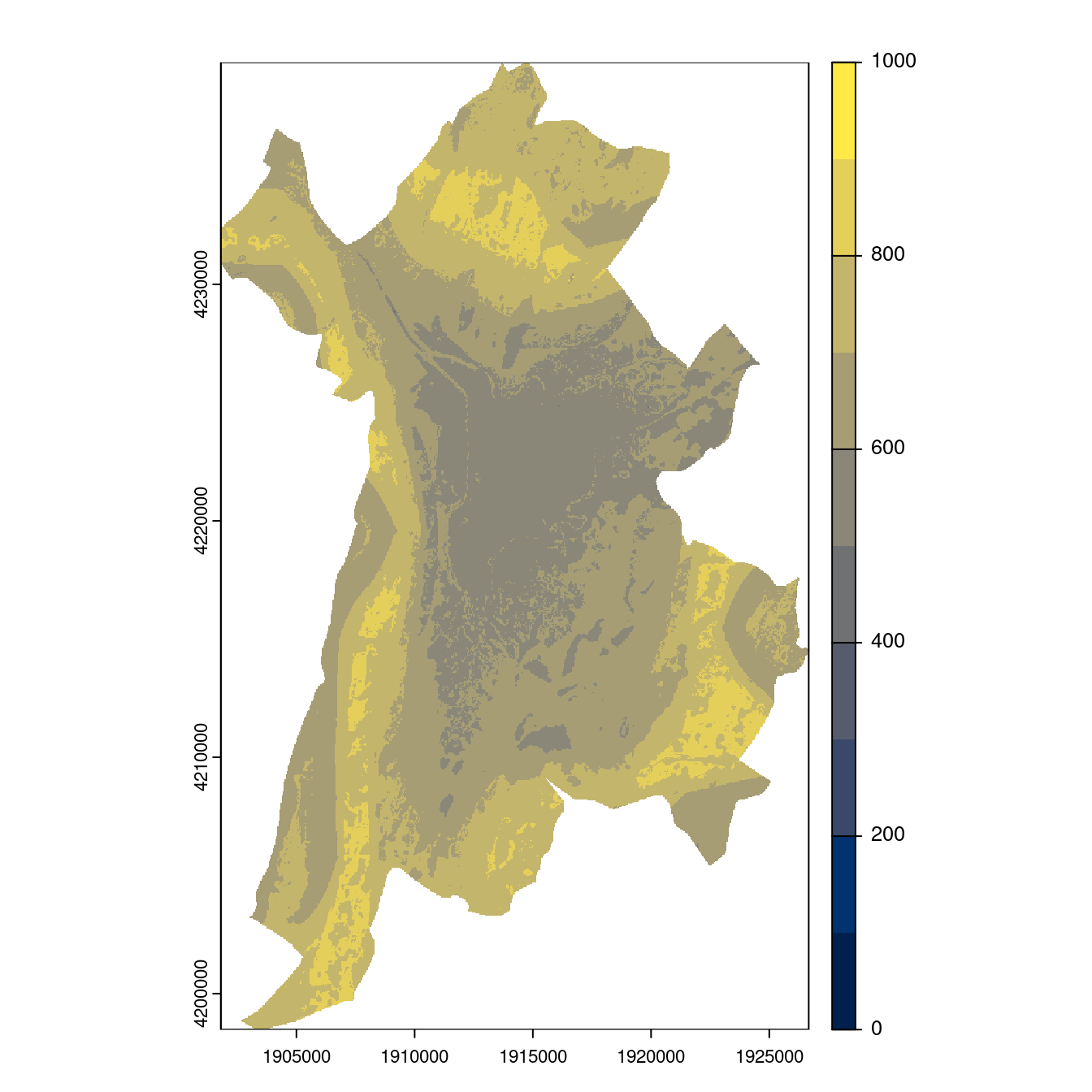 Projection des distributions potentielles contemporaine et futures jusqu'à l'horizon 2100 sous le scénario SSP5-8.5 (modèle d'ensemble, GCM IPSL).