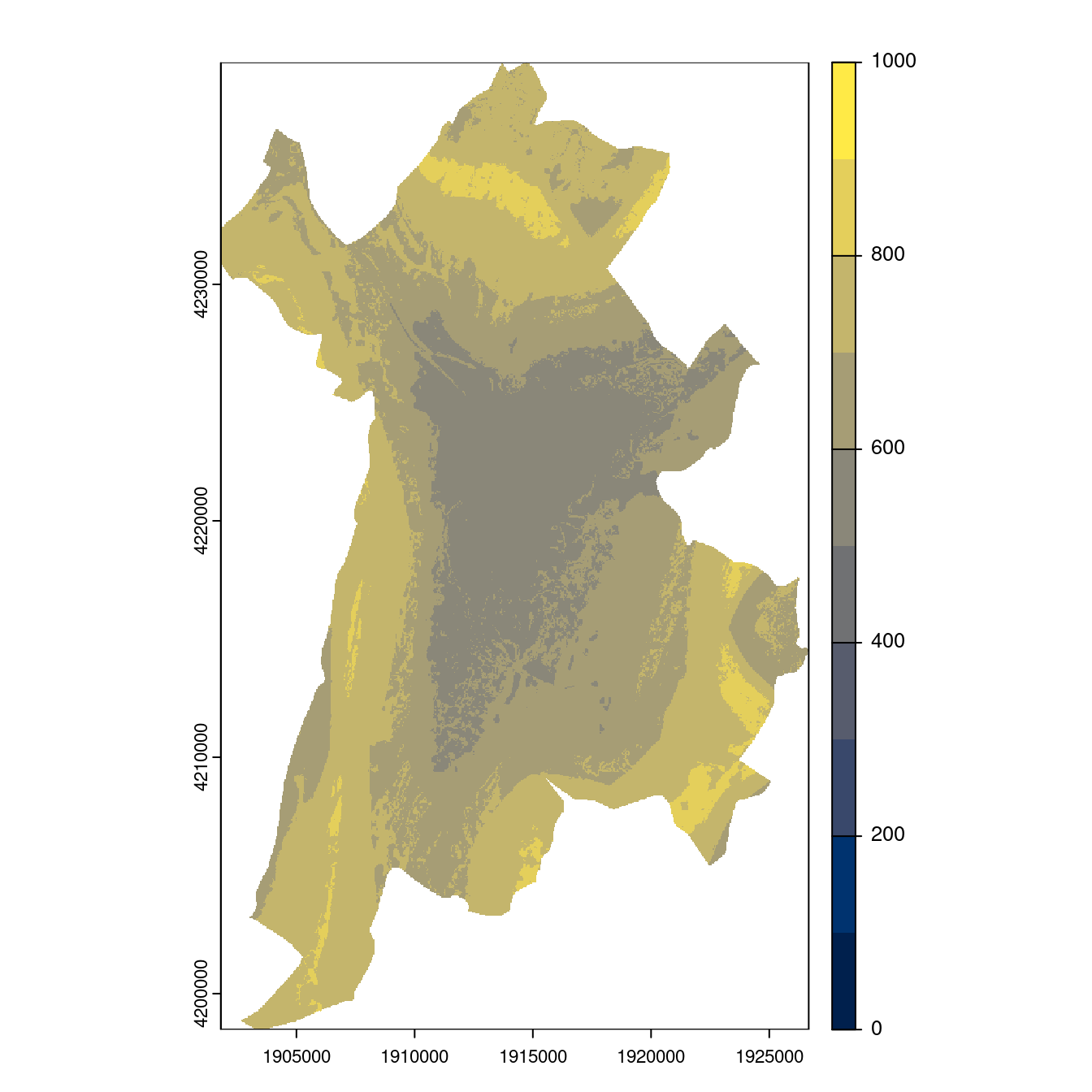 Projection des distributions potentielles contemporaine et futures jusqu'à l'horizon 2100 sous le scénario SSP5-8.5 (modèle d'ensemble, GCM IPSL).