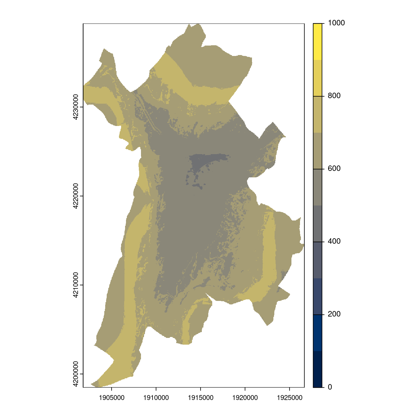 Projection des distributions potentielles contemporaine et futures jusqu'à l'horizon 2100 sous le scénario SSP5-8.5 (modèle d'ensemble, GCM IPSL).
