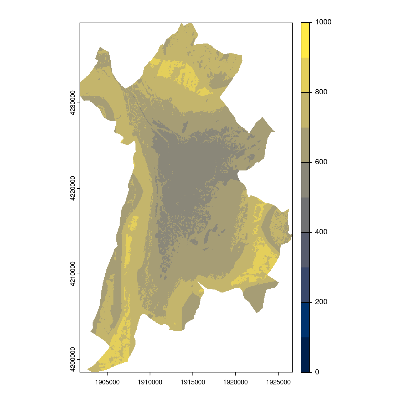 Projection des distributions potentielles contemporaine et futures jusqu'à l'horizon 2100 sous le scénario SSP5-8.5 (modèle d'ensemble, GCM IPSL).