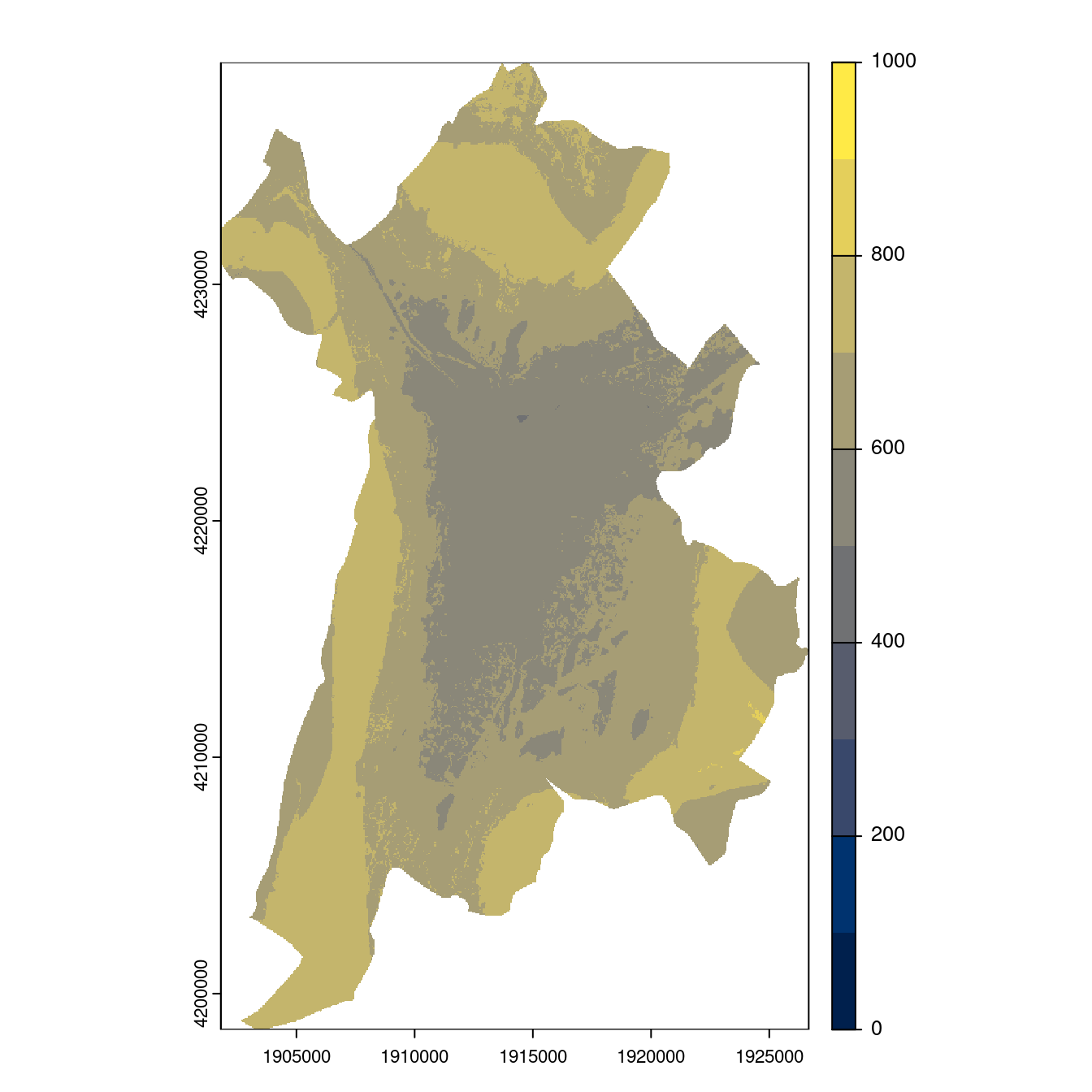 Projection des distributions potentielles contemporaine et futures jusqu'à l'horizon 2100 sous le scénario SSP5-8.5 (modèle d'ensemble, GCM IPSL).