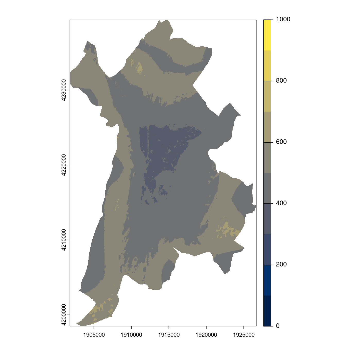 Projection des distributions potentielles contemporaine et futures jusqu'à l'horizon 2100 sous le scénario SSP5-8.5 (modèle d'ensemble, GCM IPSL).