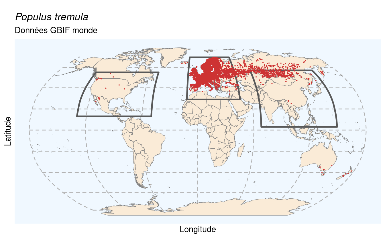Occurrences de Populus tremula dans le monde.