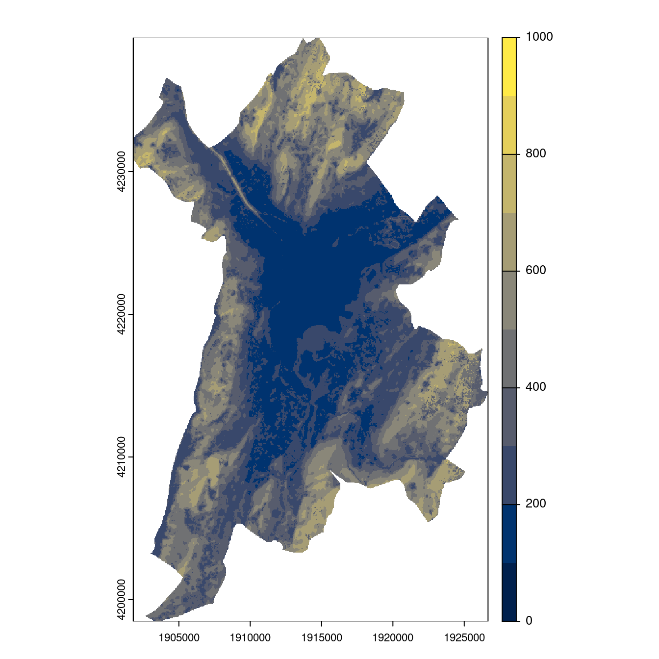 Projection des distributions potentielles contemporaine et futures jusqu'à l'horizon 2100 sous le scénario SSP5-8.5 (modèle d'ensemble, GCM IPSL).