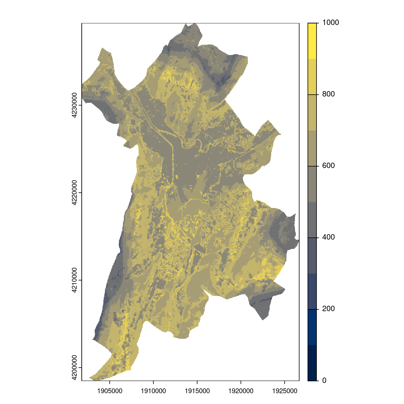 Projection des distributions potentielles contemporaine et futures jusqu'à l'horizon 2100 sous le scénario SSP5-8.5 (modèle d'ensemble, GCM IPSL).
