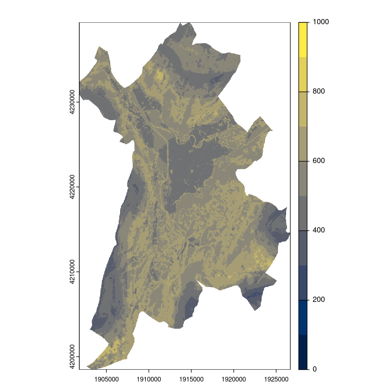 Projection des distributions potentielles contemporaine et futures jusqu'à l'horizon 2100 sous le scénario SSP5-8.5 (modèle d'ensemble, GCM IPSL).