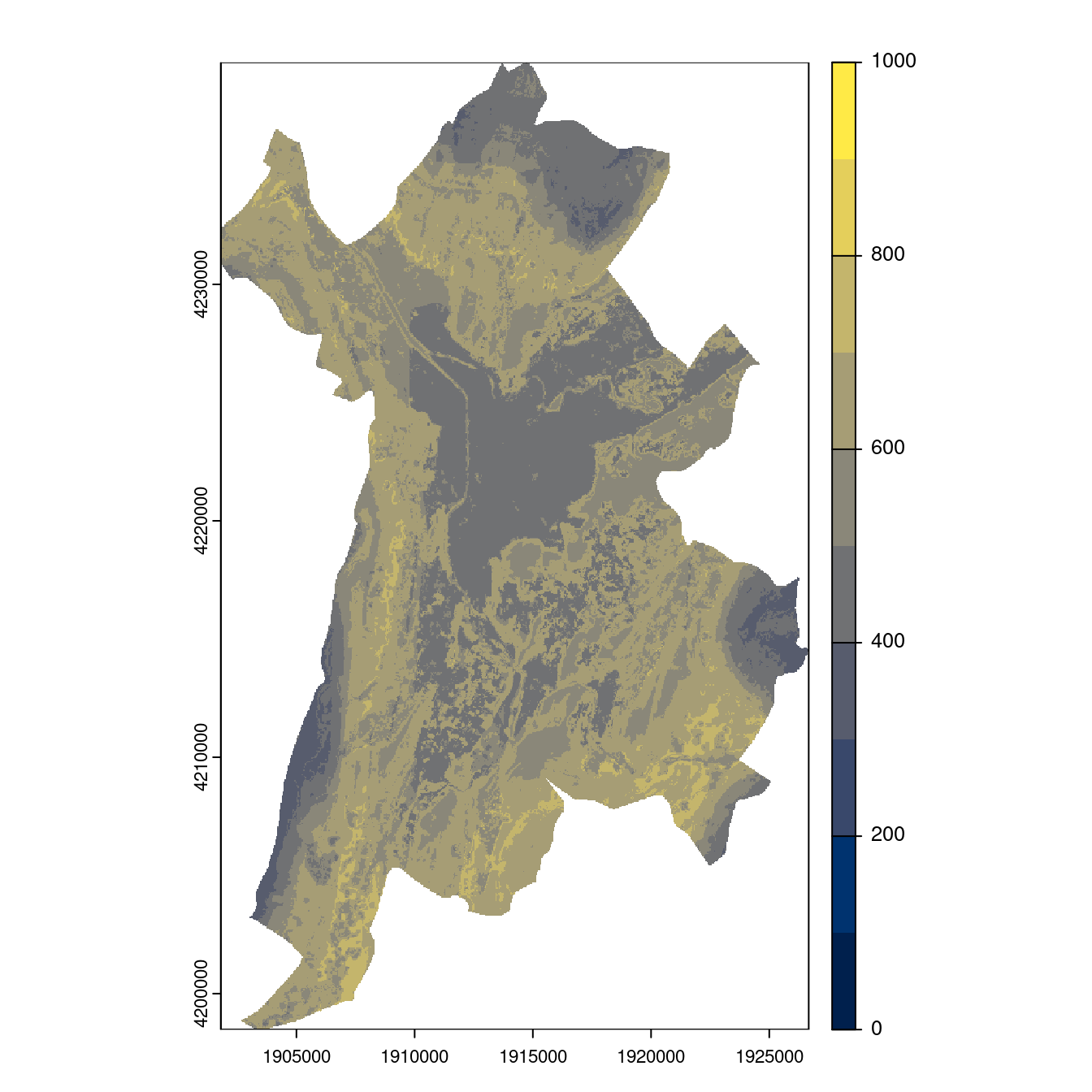Projection des distributions potentielles contemporaine et futures jusqu'à l'horizon 2100 sous le scénario SSP5-8.5 (modèle d'ensemble, GCM IPSL).