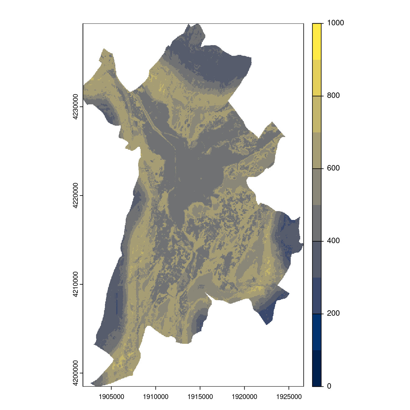 Projection des distributions potentielles contemporaine et futures jusqu'à l'horizon 2100 sous le scénario SSP5-8.5 (modèle d'ensemble, GCM IPSL).