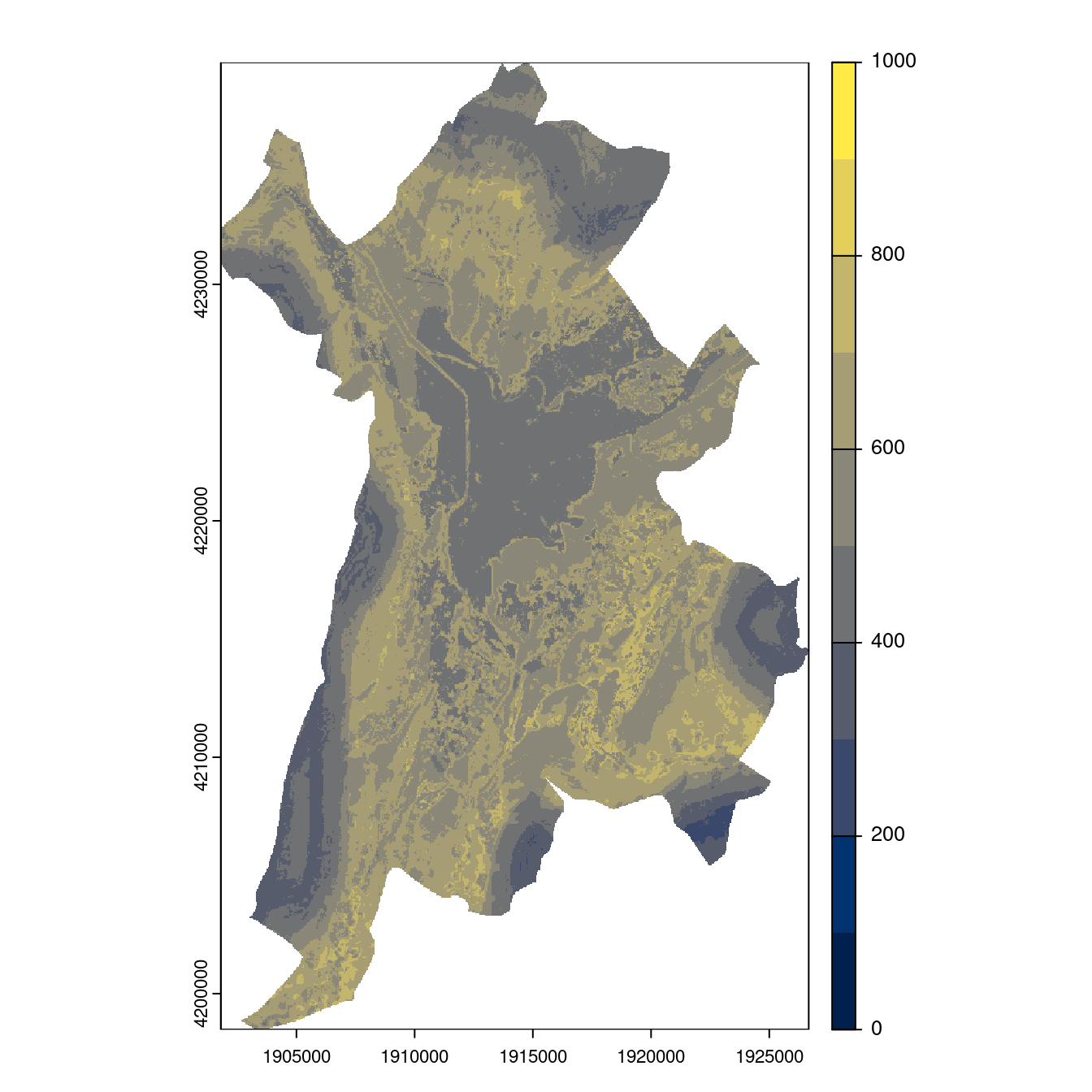 Projection des distributions potentielles contemporaine et futures jusqu'à l'horizon 2100 sous le scénario SSP5-8.5 (modèle d'ensemble, GCM IPSL).