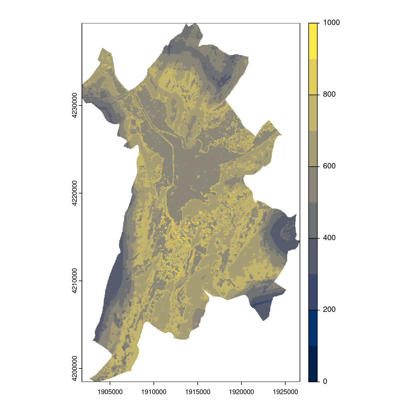 Projection des distributions potentielles contemporaine et futures jusqu'à l'horizon 2100 sous le scénario SSP5-8.5 (modèle d'ensemble, GCM IPSL).