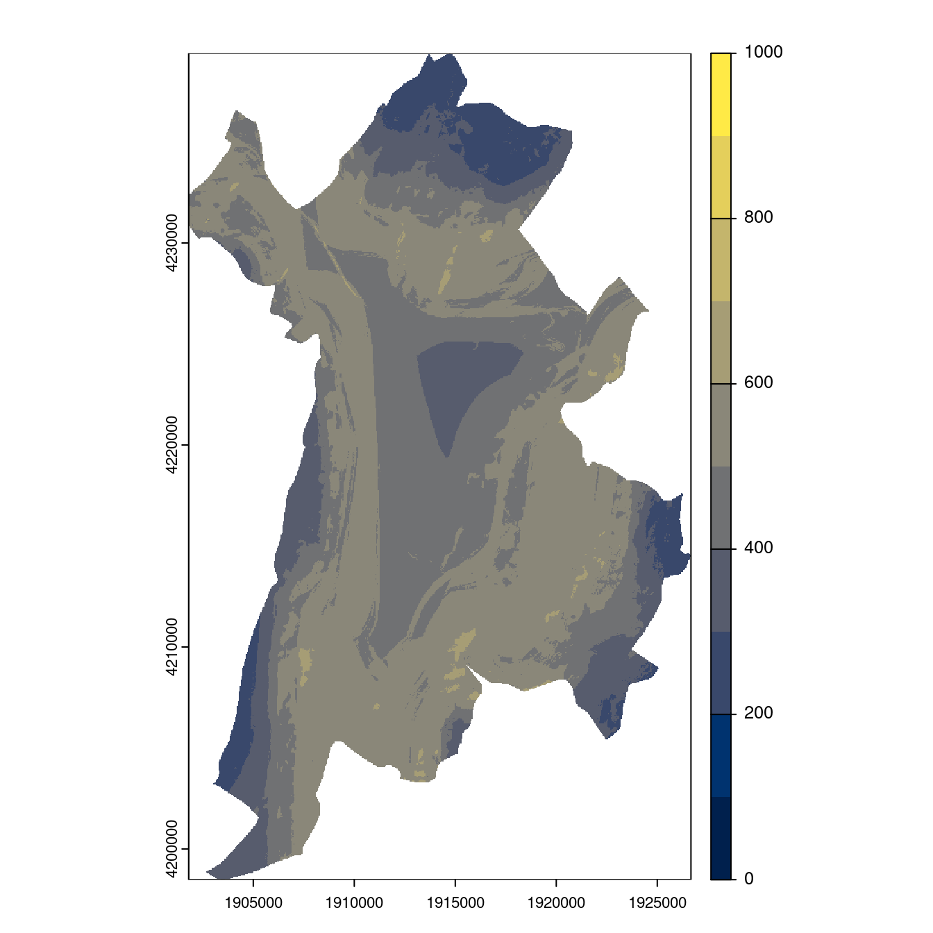 Projection des distributions potentielles contemporaine et futures jusqu'à l'horizon 2100 sous le scénario SSP5-8.5 (modèle d'ensemble, GCM IPSL).
