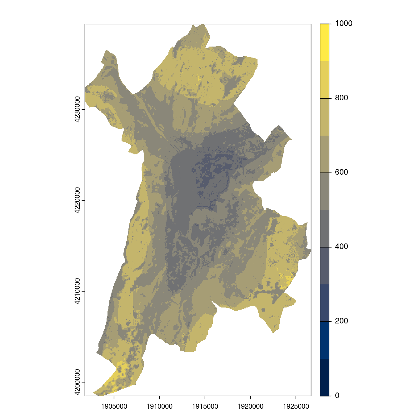 Projection des distributions potentielles contemporaine et futures jusqu'à l'horizon 2100 sous le scénario SSP5-8.5 (modèle d'ensemble, GCM IPSL).