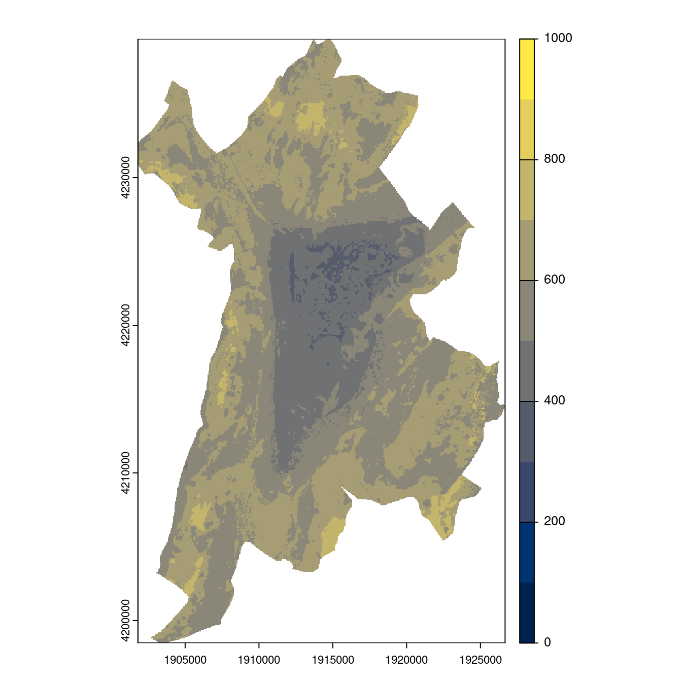 Projection des distributions potentielles contemporaine et futures jusqu'à l'horizon 2100 sous le scénario SSP5-8.5 (modèle d'ensemble, GCM IPSL).
