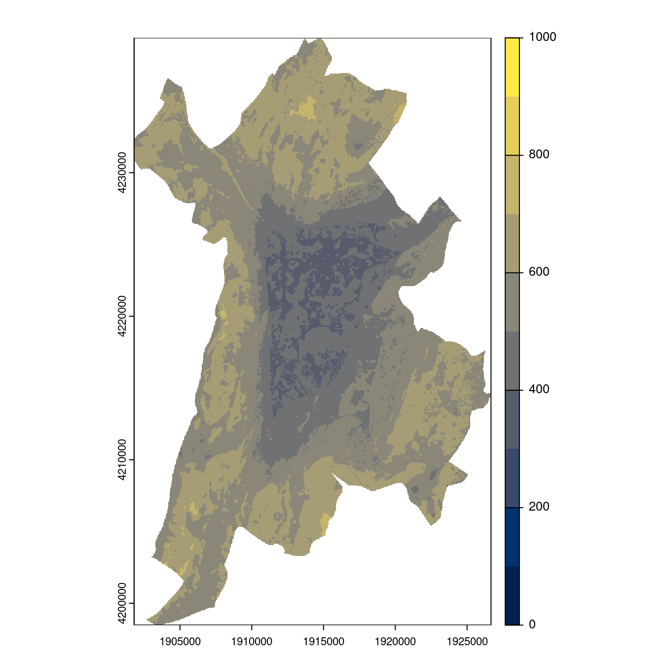 Projection des distributions potentielles contemporaine et futures jusqu'à l'horizon 2100 sous le scénario SSP5-8.5 (modèle d'ensemble, GCM IPSL).