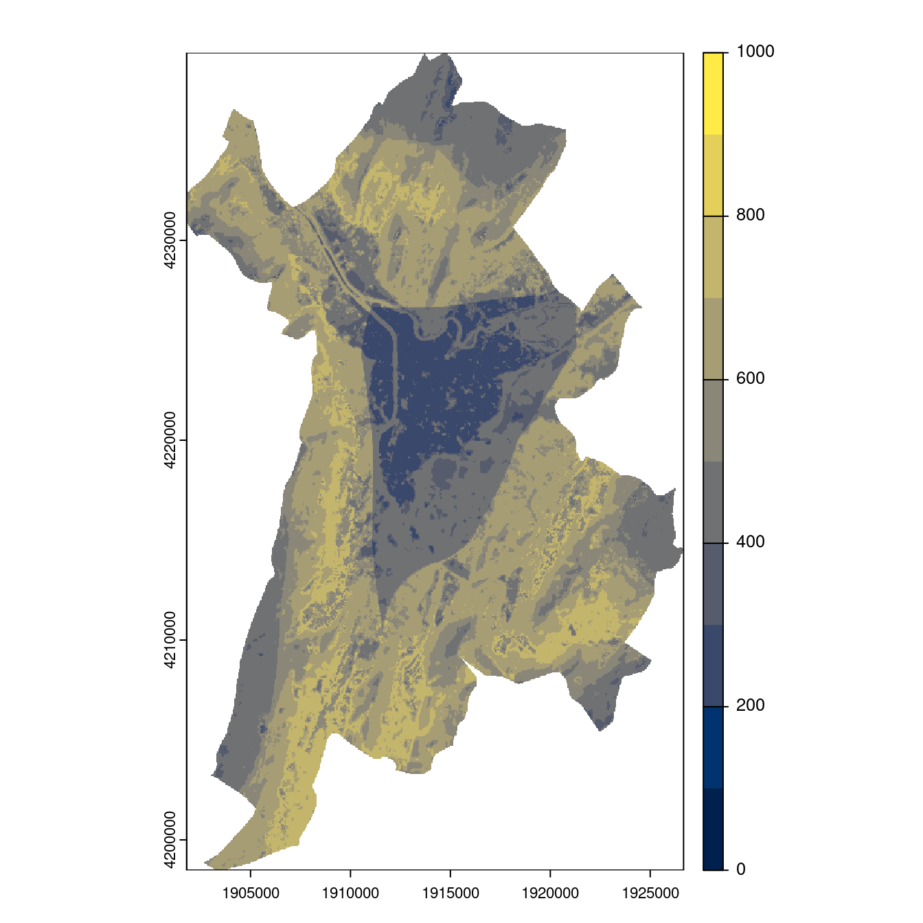 Projection des distributions potentielles contemporaine et futures jusqu'à l'horizon 2100 sous le scénario SSP5-8.5 (modèle d'ensemble, GCM IPSL).
