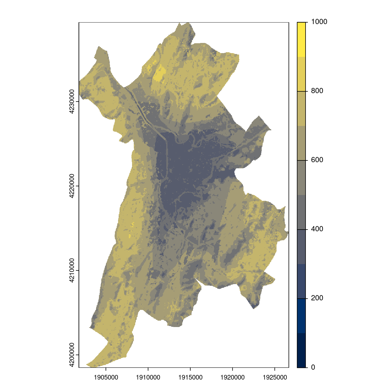Projection des distributions potentielles contemporaine et futures jusqu'à l'horizon 2100 sous le scénario SSP5-8.5 (modèle d'ensemble, GCM IPSL).