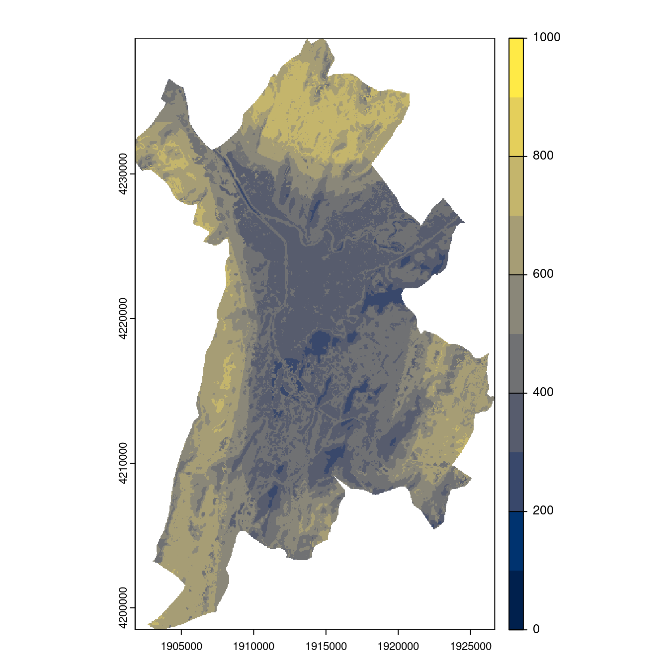 Projection des distributions potentielles contemporaine et futures jusqu'à l'horizon 2100 sous le scénario SSP5-8.5 (modèle d'ensemble, GCM IPSL).