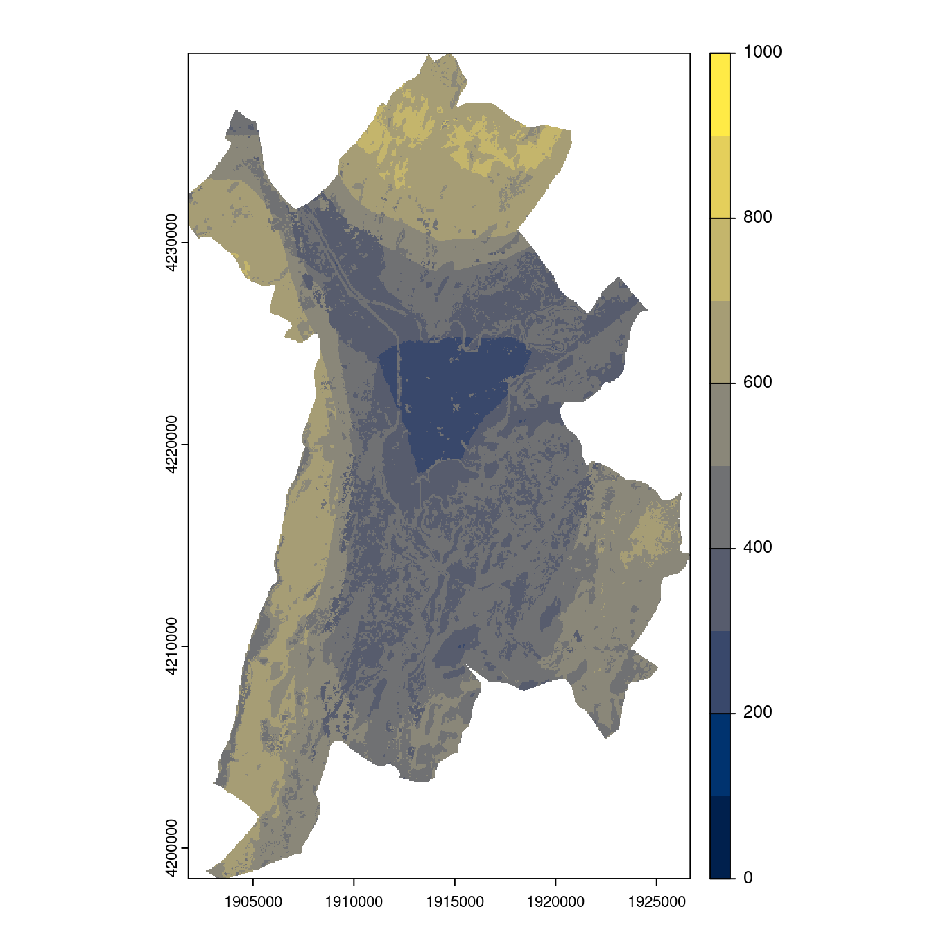 Projection des distributions potentielles contemporaine et futures jusqu'à l'horizon 2100 sous le scénario SSP5-8.5 (modèle d'ensemble, GCM IPSL).