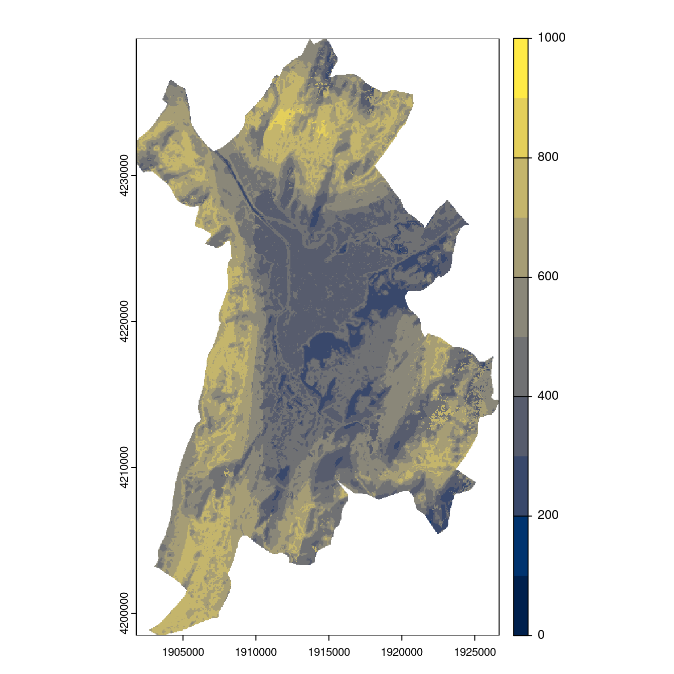 Projection des distributions potentielles contemporaine et futures jusqu'à l'horizon 2100 sous le scénario SSP5-8.5 (modèle d'ensemble, GCM IPSL).