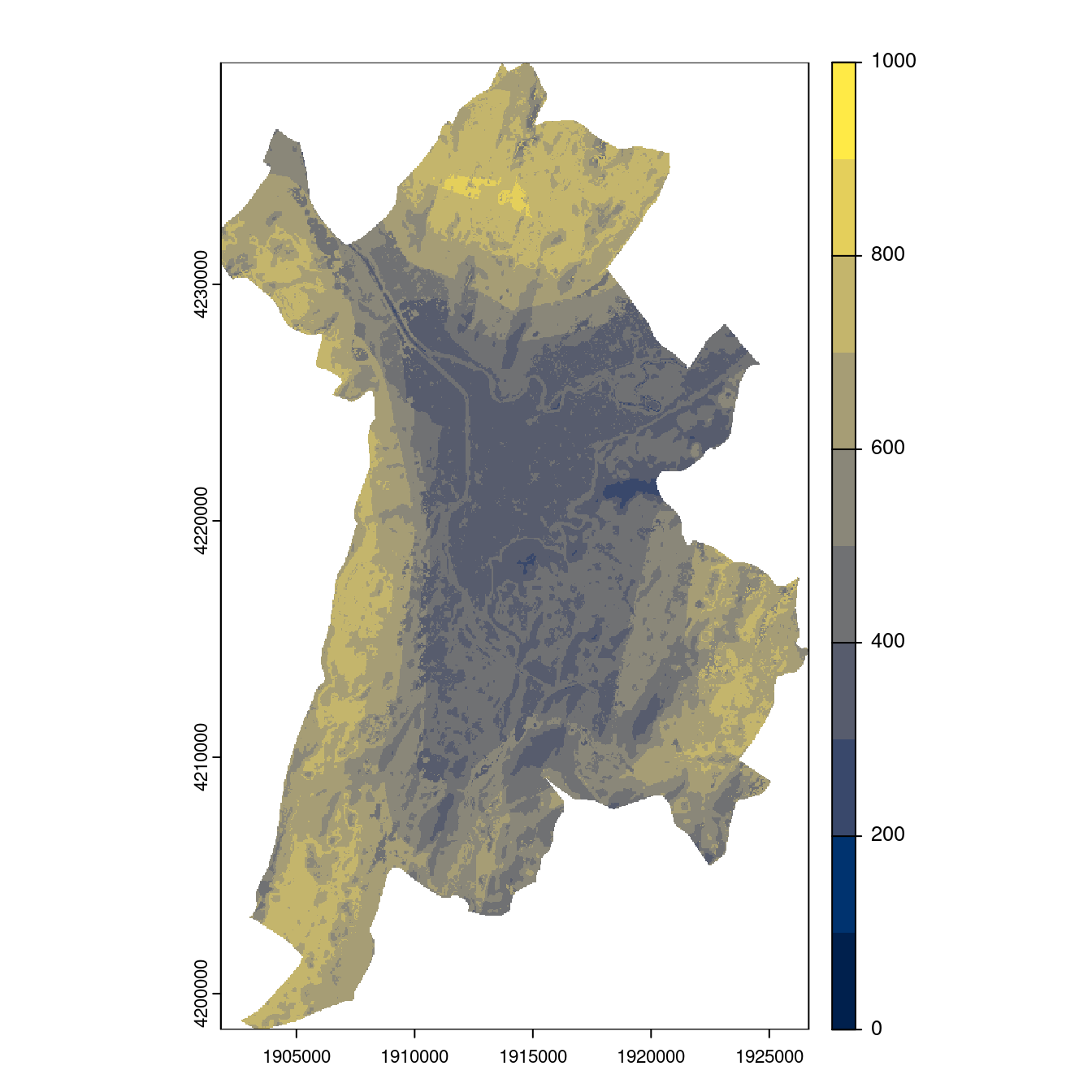 Projection des distributions potentielles contemporaine et futures jusqu'à l'horizon 2100 sous le scénario SSP5-8.5 (modèle d'ensemble, GCM IPSL).