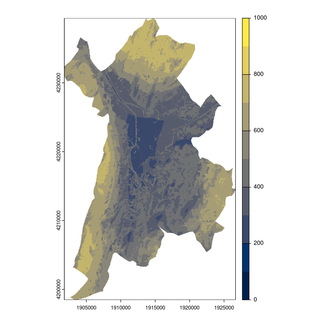 Projection des distributions potentielles contemporaine et futures jusqu'à l'horizon 2100 sous le scénario SSP5-8.5 (modèle d'ensemble, GCM IPSL).