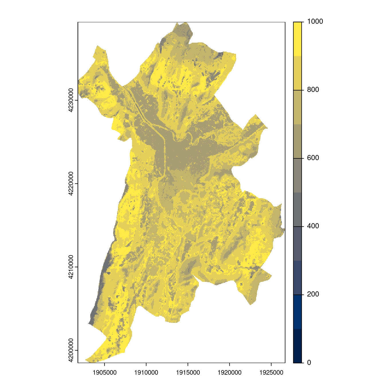 Projection des distributions potentielles contemporaine et futures jusqu'à l'horizon 2100 sous le scénario SSP5-8.5 (modèle d'ensemble, GCM IPSL).