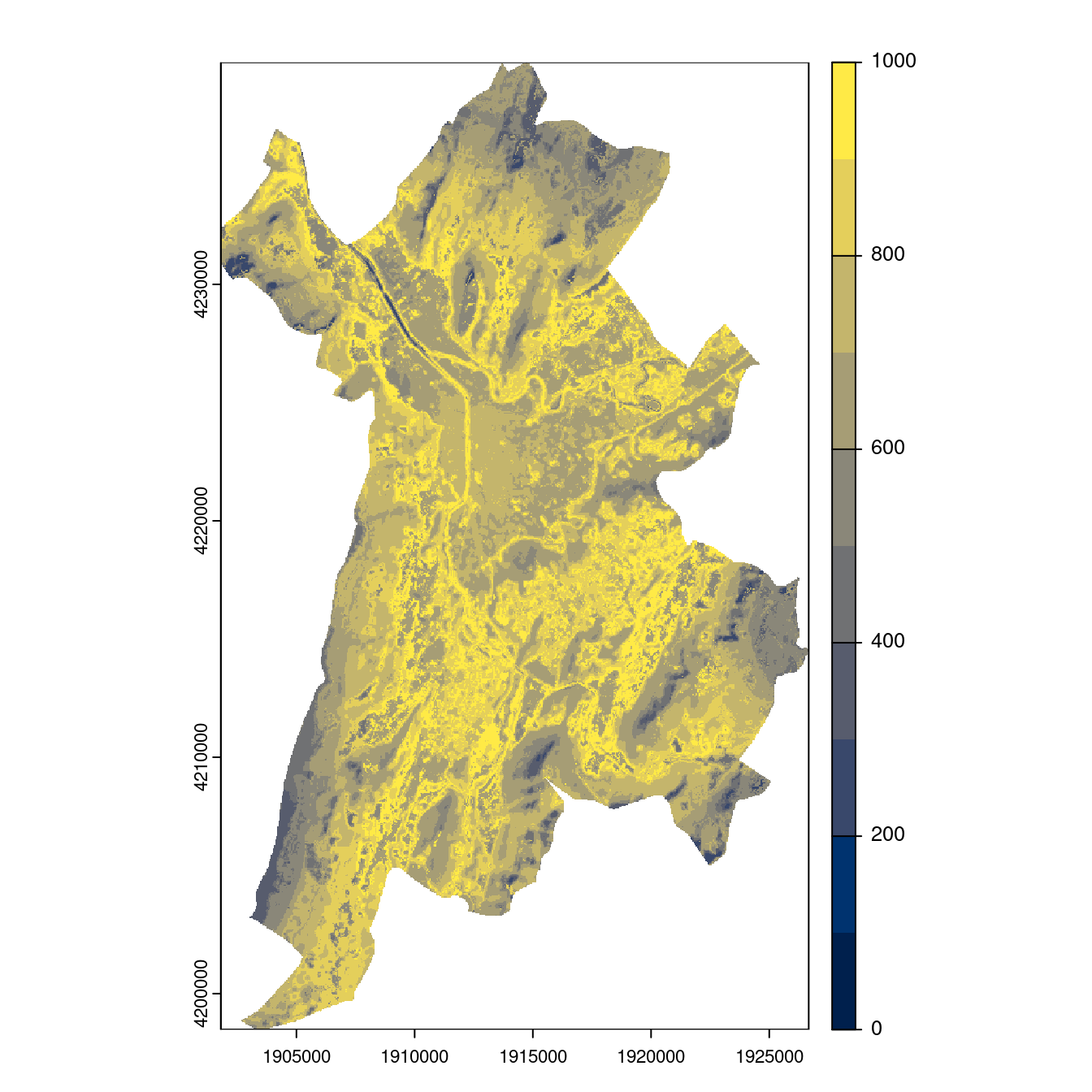 Projection des distributions potentielles contemporaine et futures jusqu'à l'horizon 2100 sous le scénario SSP5-8.5 (modèle d'ensemble, GCM IPSL).