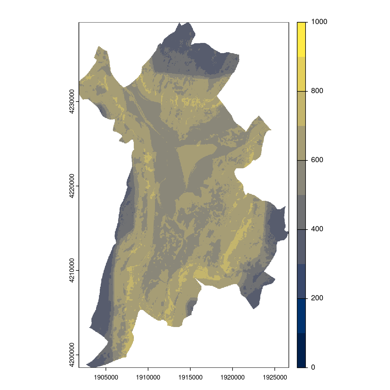 Projection des distributions potentielles contemporaine et futures jusqu'à l'horizon 2100 sous le scénario SSP5-8.5 (modèle d'ensemble, GCM IPSL).