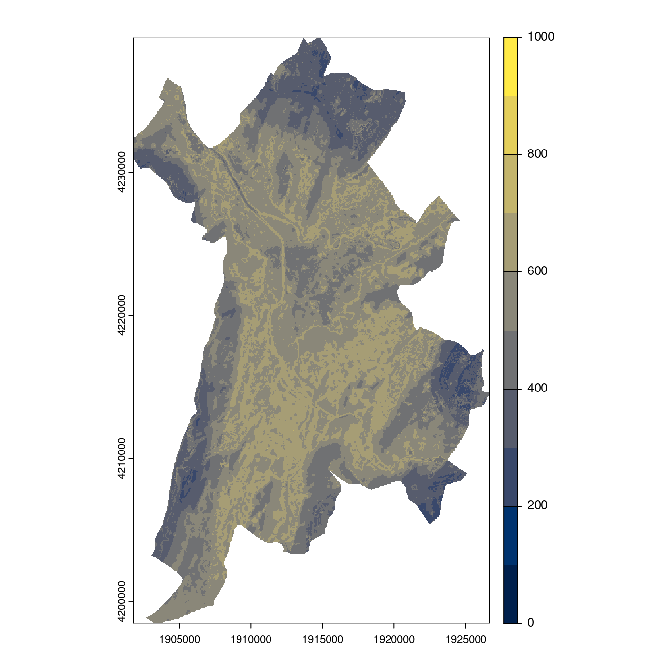 Projection des distributions potentielles contemporaine et futures jusqu'à l'horizon 2100 sous le scénario SSP5-8.5 (modèle d'ensemble, GCM IPSL).