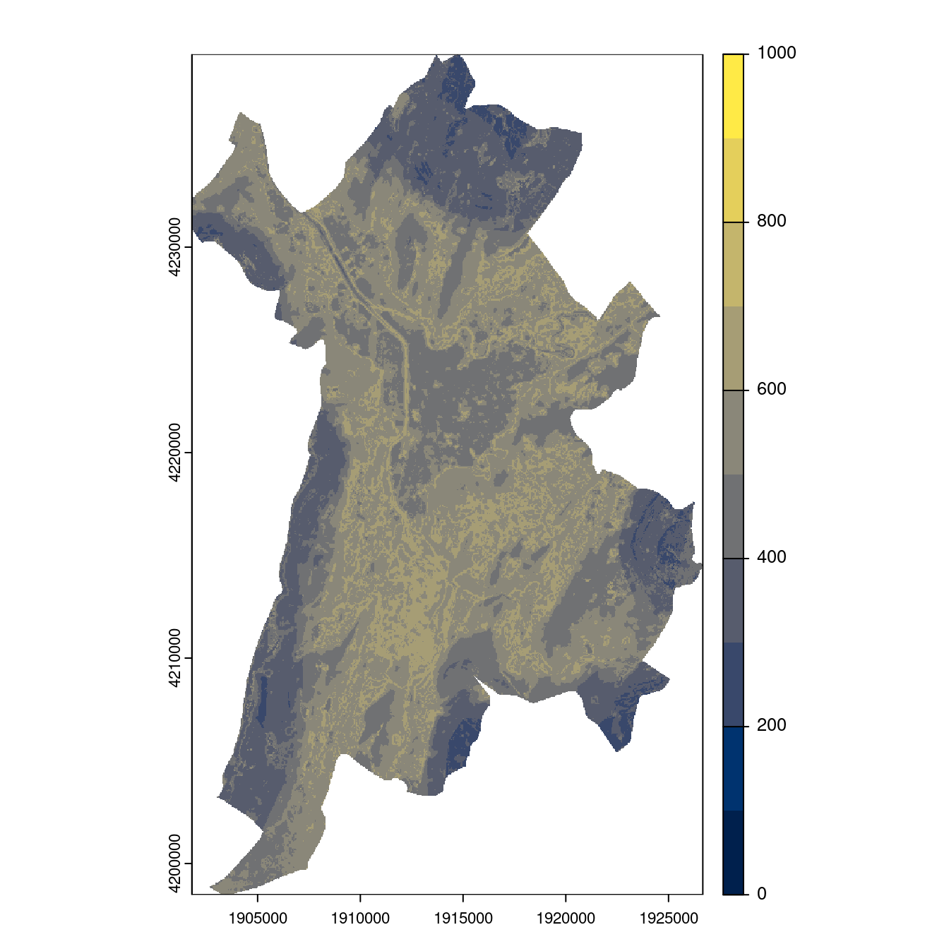 Projection des distributions potentielles contemporaine et futures jusqu'à l'horizon 2100 sous le scénario SSP5-8.5 (modèle d'ensemble, GCM IPSL).