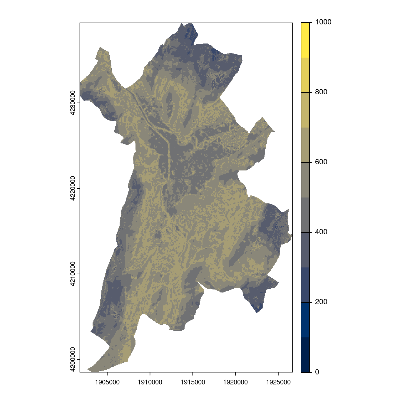 Projection des distributions potentielles contemporaine et futures jusqu'à l'horizon 2100 sous le scénario SSP5-8.5 (modèle d'ensemble, GCM IPSL).