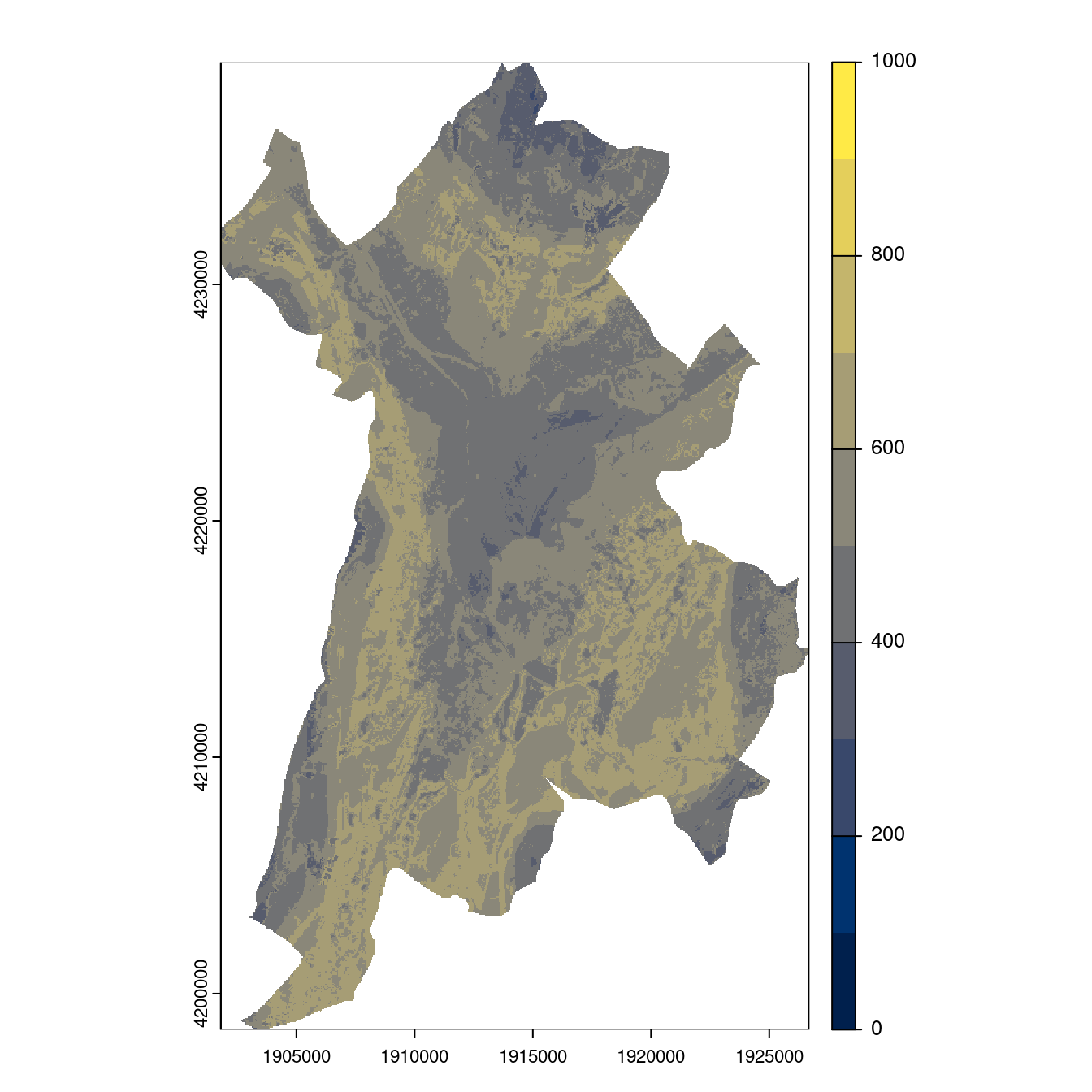 Projection des distributions potentielles contemporaine et futures jusqu'à l'horizon 2100 sous le scénario SSP5-8.5 (modèle d'ensemble, GCM IPSL).