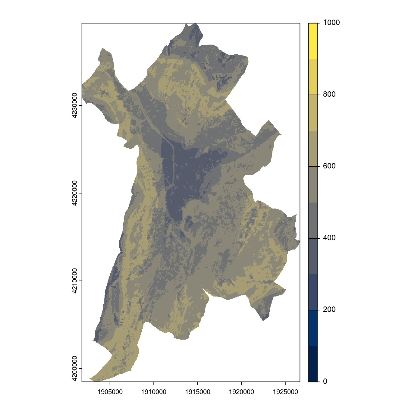 Projection des distributions potentielles contemporaine et futures jusqu'à l'horizon 2100 sous le scénario SSP5-8.5 (modèle d'ensemble, GCM IPSL).