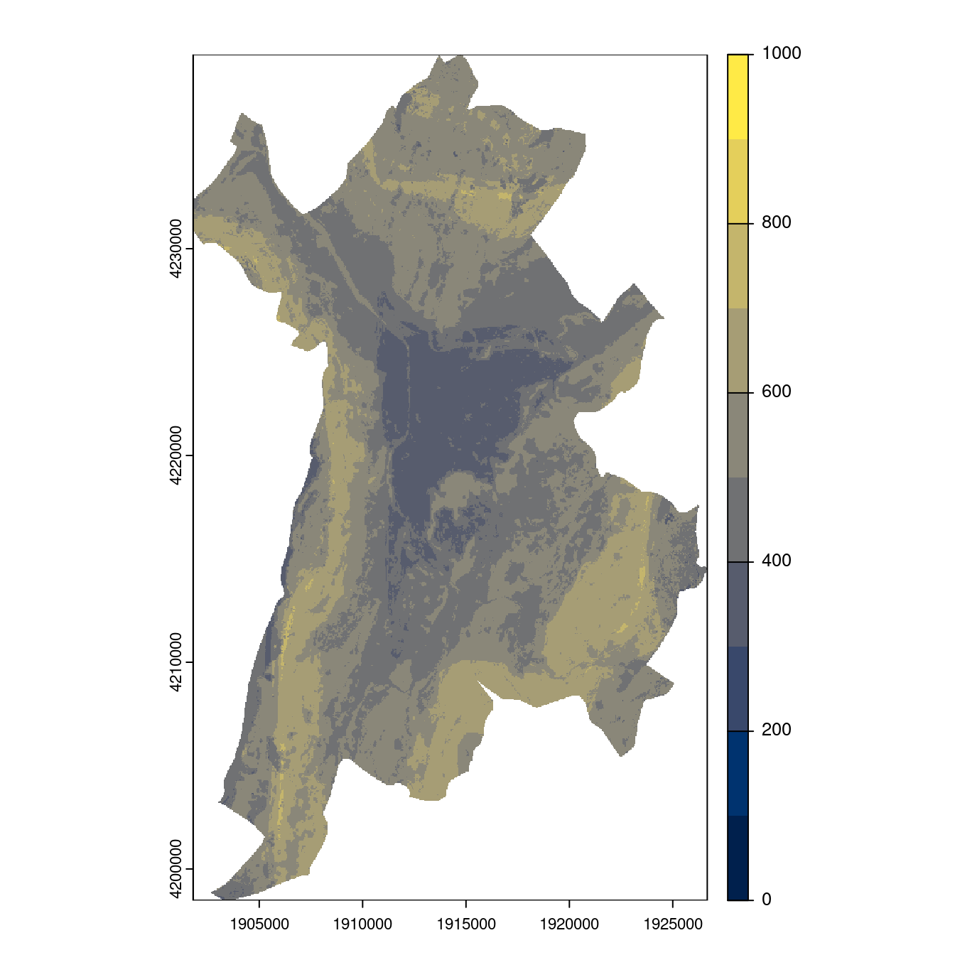 Projection des distributions potentielles contemporaine et futures jusqu'à l'horizon 2100 sous le scénario SSP5-8.5 (modèle d'ensemble, GCM IPSL).