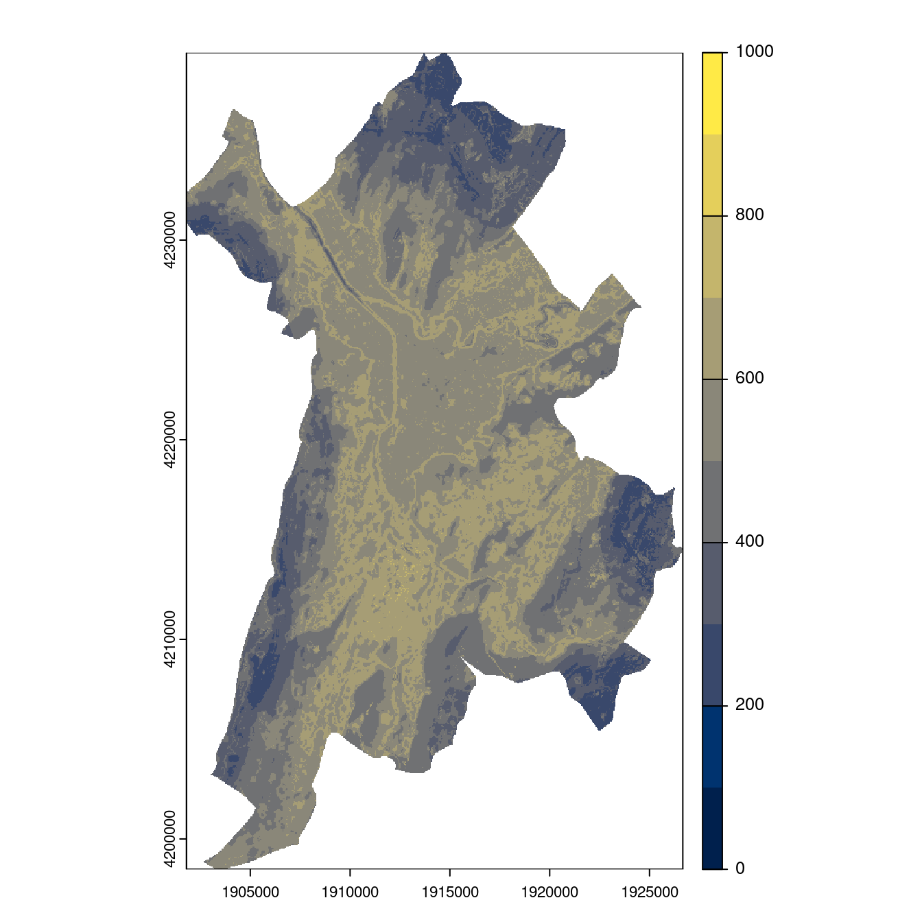 Projection des distributions potentielles contemporaine et futures jusqu'à l'horizon 2100 sous le scénario SSP5-8.5 (modèle d'ensemble, GCM IPSL).