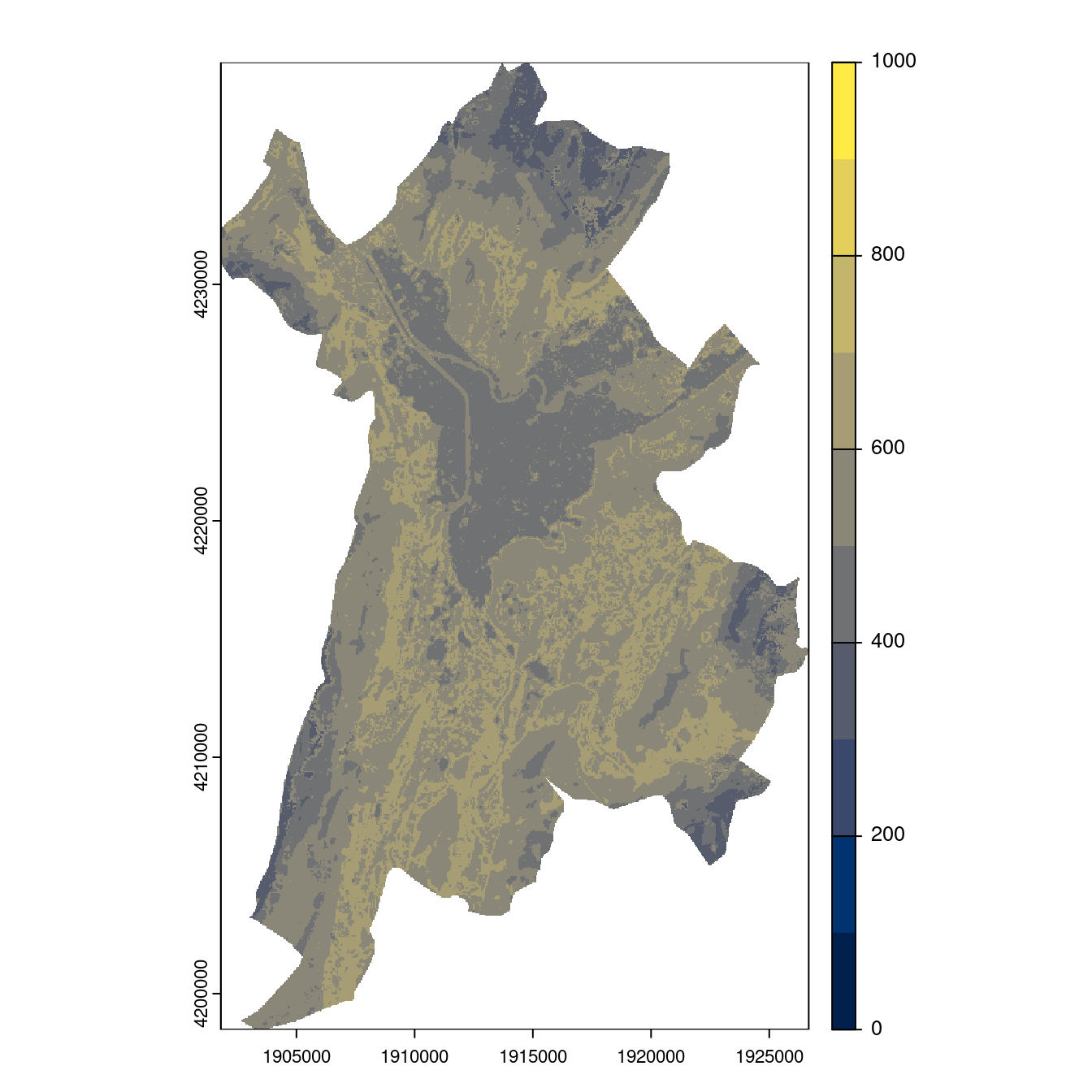 Projection des distributions potentielles contemporaine et futures jusqu'à l'horizon 2100 sous le scénario SSP5-8.5 (modèle d'ensemble, GCM IPSL).