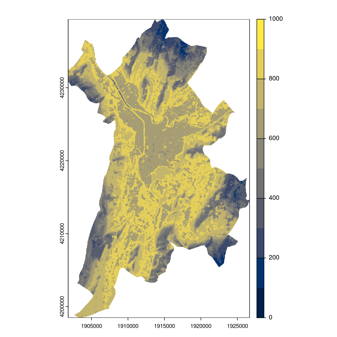 Projection des distributions potentielles contemporaine et futures jusqu'à l'horizon 2100 sous le scénario SSP5-8.5 (modèle d'ensemble, GCM IPSL).