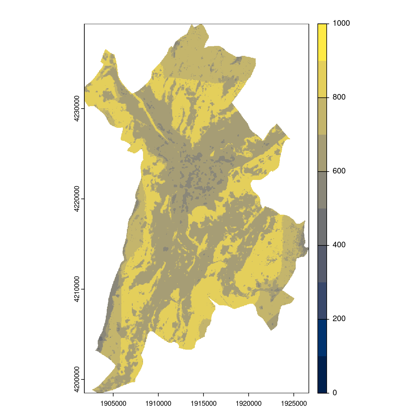 Projection des distributions potentielles contemporaine et futures jusqu'à l'horizon 2100 sous le scénario SSP5-8.5 (modèle d'ensemble, GCM IPSL).
