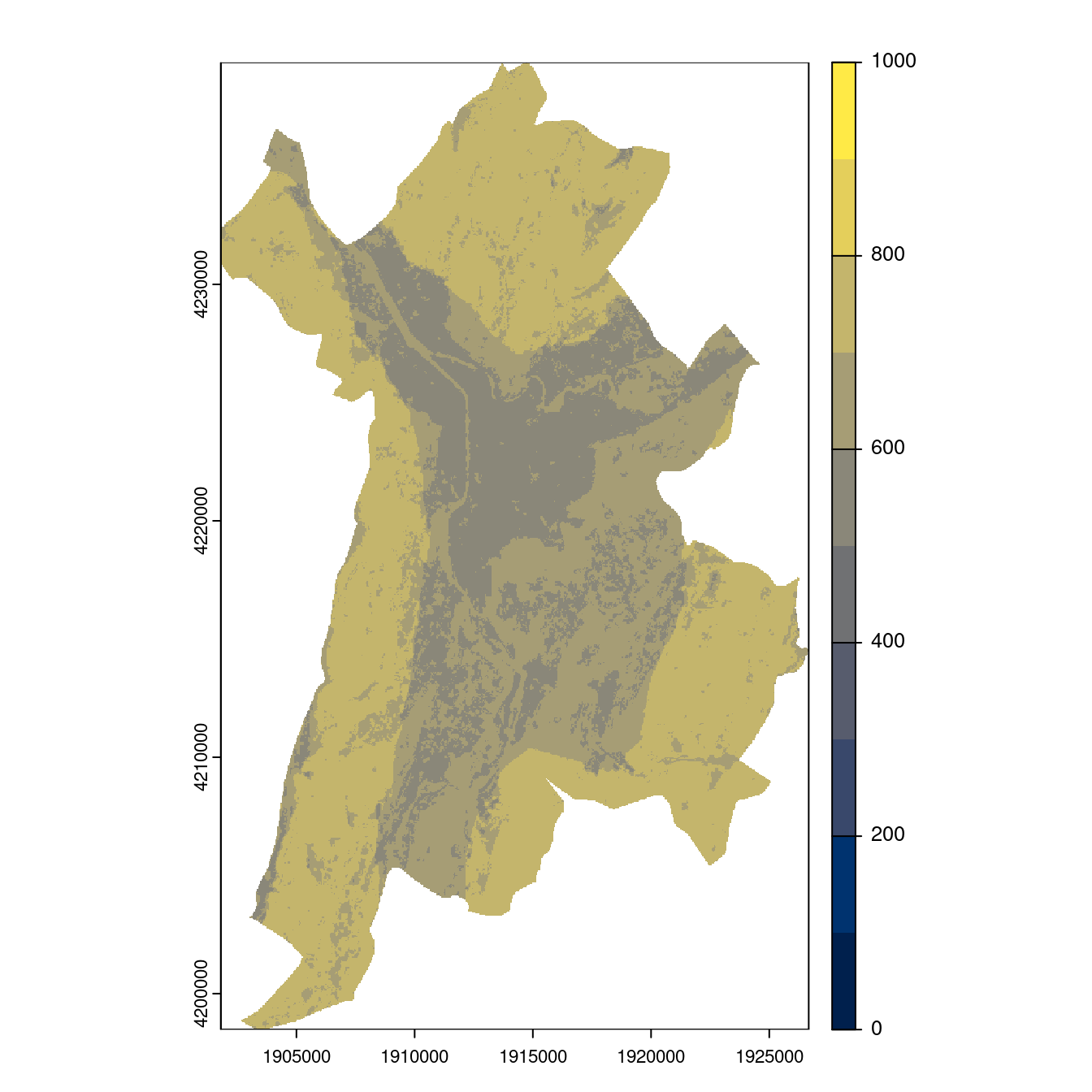 Projection des distributions potentielles contemporaine et futures jusqu'à l'horizon 2100 sous le scénario SSP5-8.5 (modèle d'ensemble, GCM IPSL).