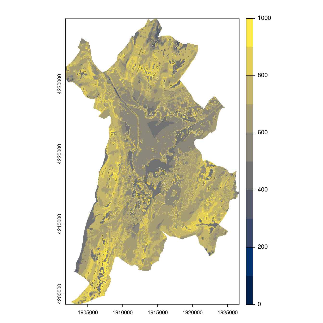Projection des distributions potentielles contemporaine et futures jusqu'à l'horizon 2100 sous le scénario SSP5-8.5 (modèle d'ensemble, GCM IPSL).