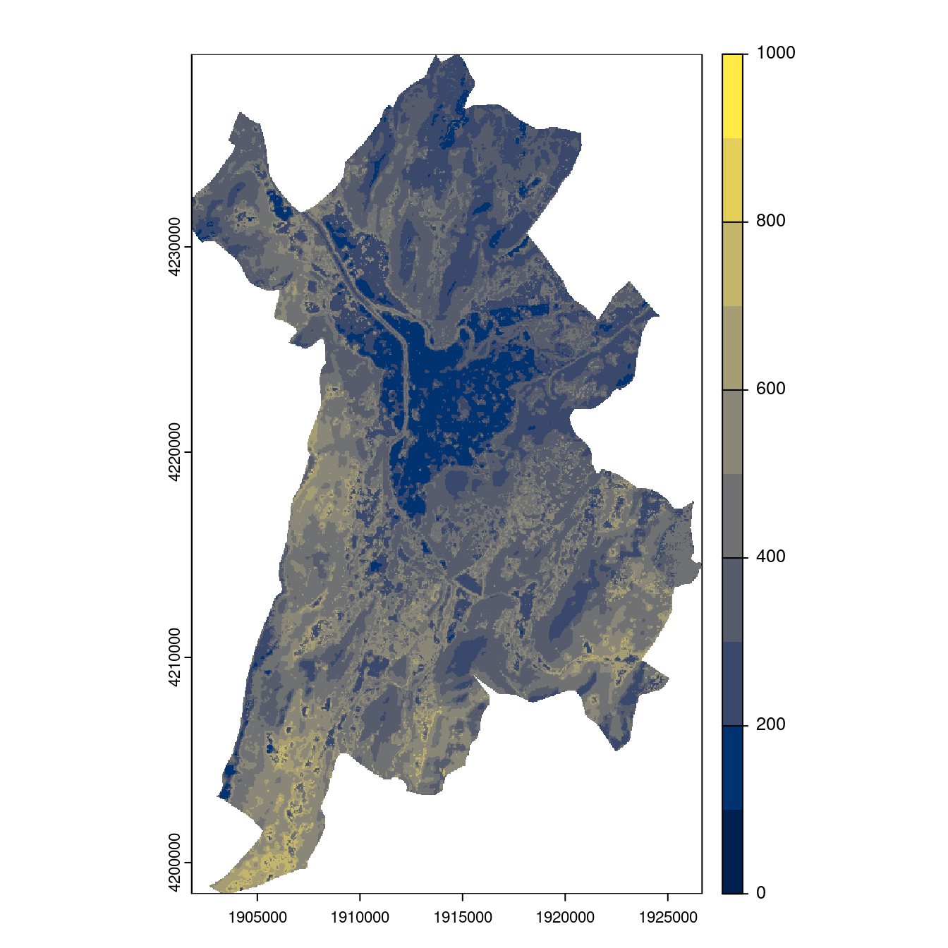 Projection des distributions potentielles contemporaine et futures jusqu'à l'horizon 2100 sous le scénario SSP5-8.5 (modèle d'ensemble, GCM IPSL).